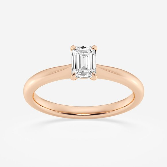 1/2 ctw Emerald Lab Grown Diamond Petite Solitaire Engagement Ring - Picture 5 of 6